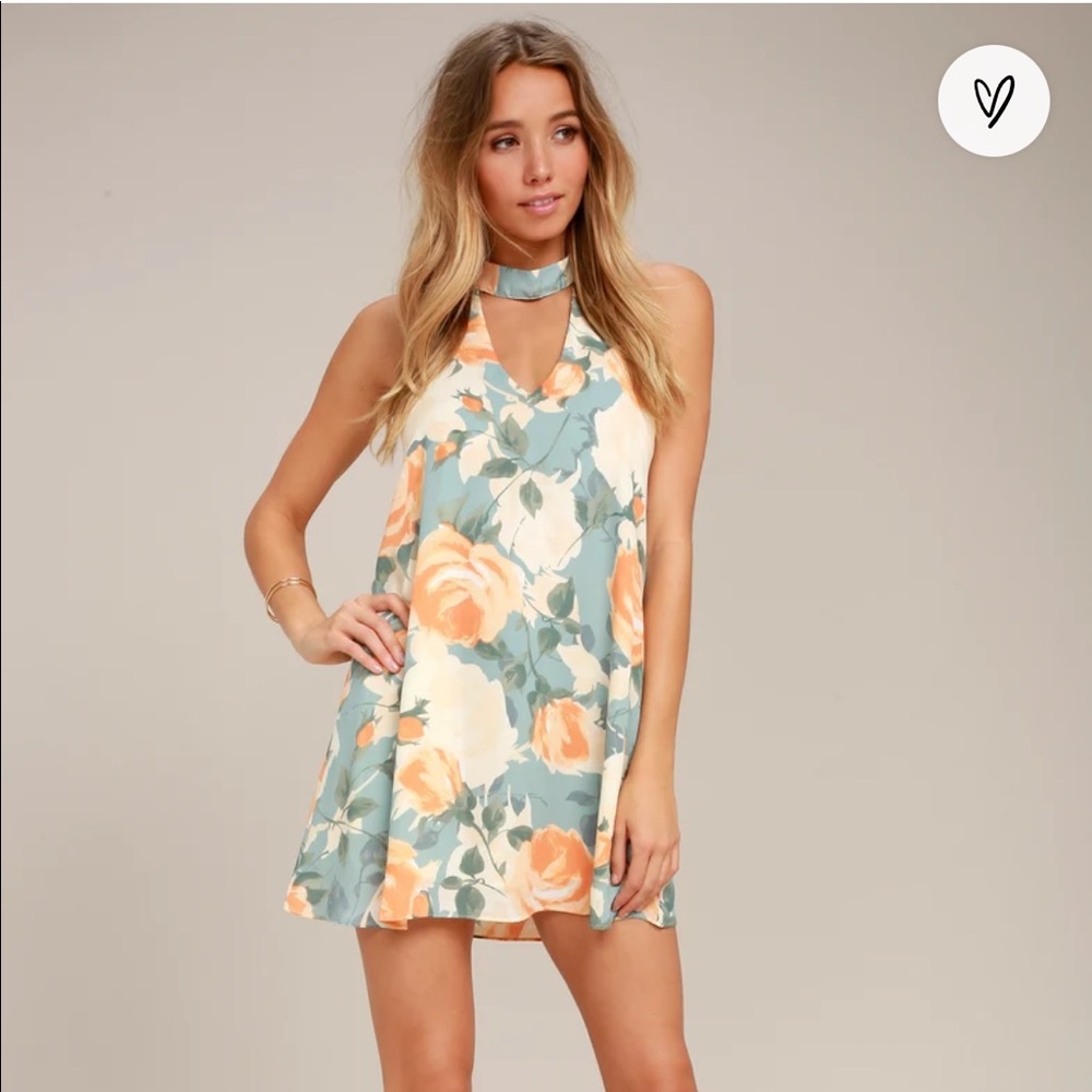 Lulus Part of Your World Dusty Sage Floral Print Swing Dress